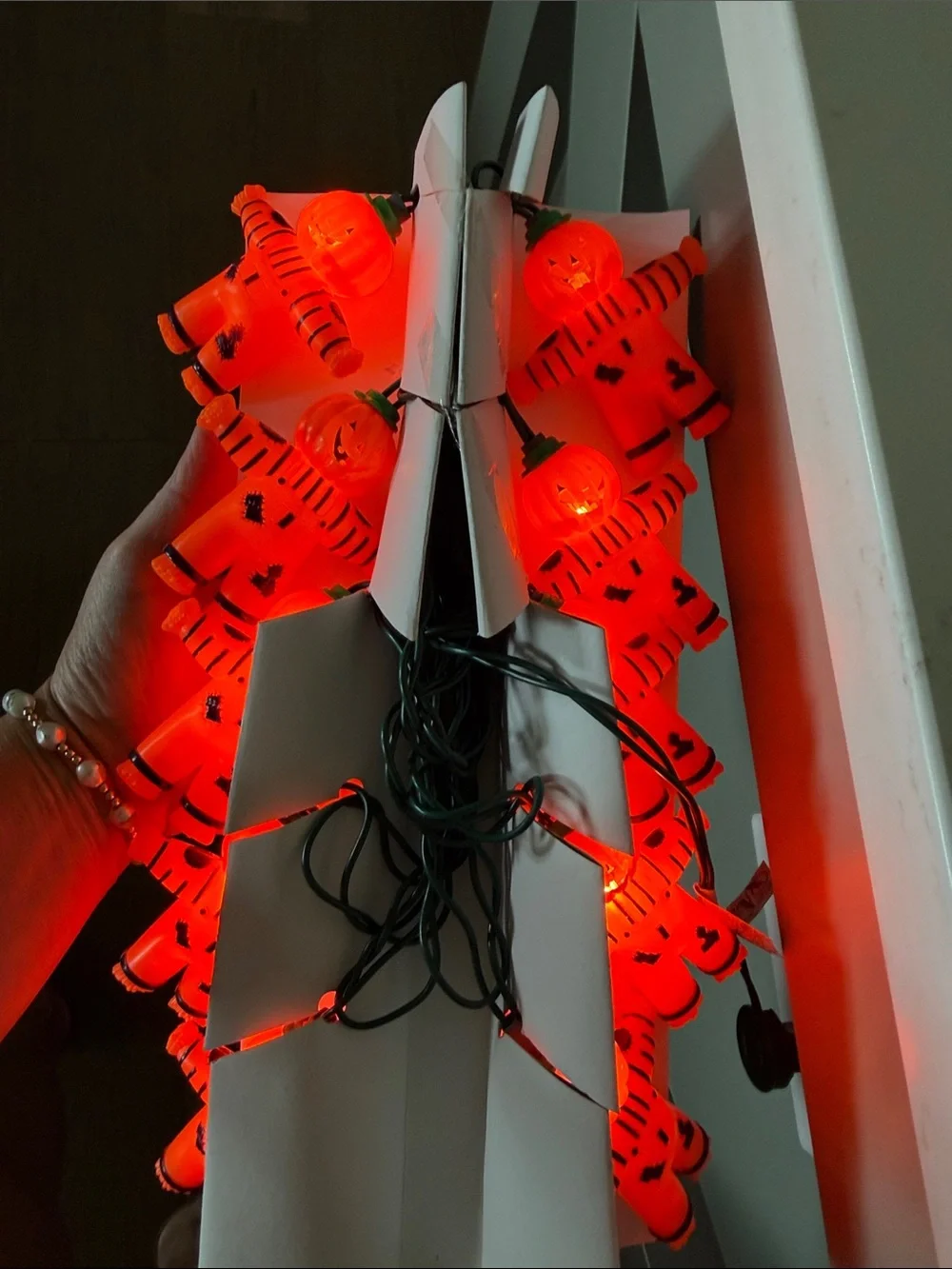 Vintage 1970’s Orange Blow Mold Pumpkin Scarecrow String Lights